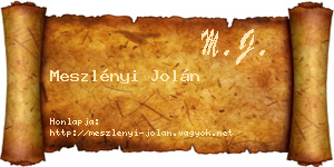 Meszlényi Jolán névjegykártya