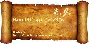 Meszlényi Jolán névjegykártya