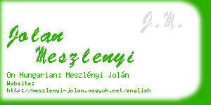 jolan meszlenyi business card